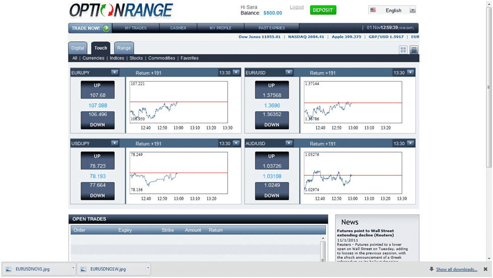 binary options one touch and range